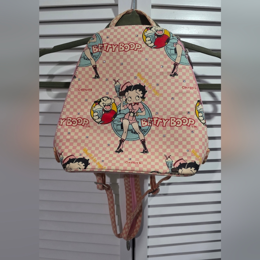 NWT Vintage Betty Boop Checkered Backpack